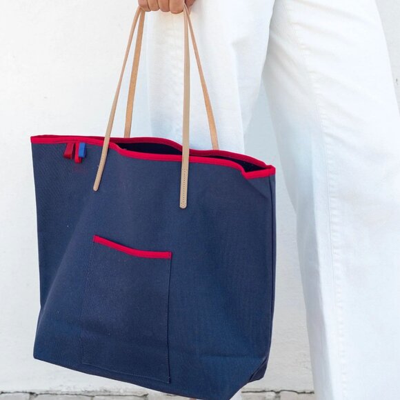 MerSea Handbags - MerSea - Le Canvas Tote - Navy-Red